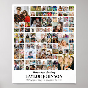 Poster Colagem de Fotos Personalizada 100 Fotos 8x10 16x2
