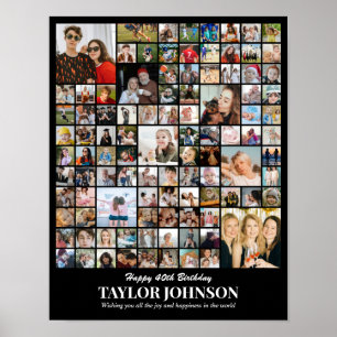Poster Colagem de Fotos Personalizada 100 Fotos Grade 11x