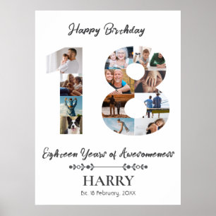 Poster Colagem de Fotos Personalizada 18º Aniversário