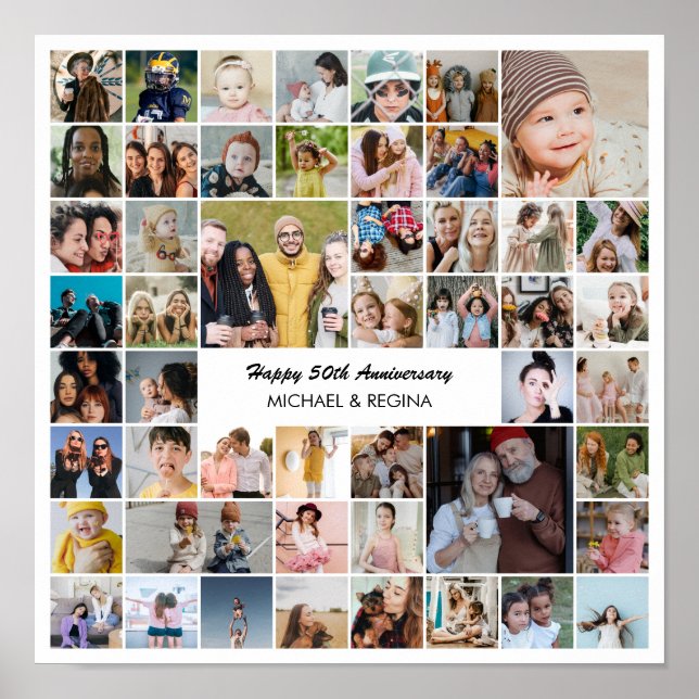 Poster Colagem de Fotos Personalizada 50 Fotos 50º Aniver (Frente)