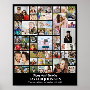 Poster Colagem de Fotos Personalizada 50 Fotos 8x10 16x20