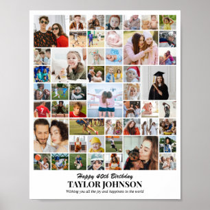 Poster Colagem de Fotos Personalizada 50 Fotos 8x10 16x20