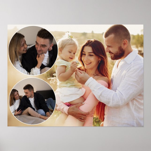 Poster Colagem de Fotos Personalizada da Família 3 (Frente)