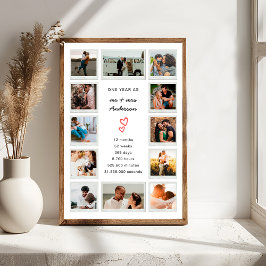 Poster Colagem de Fotos Personalizada de 1º Aniversário M