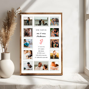 Poster Colagem de Fotos Personalizada de 1º Aniversário M