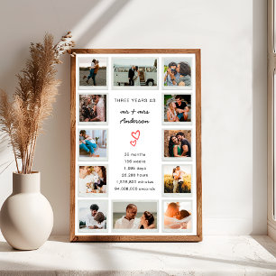 Poster Colagem de Fotos Personalizada de 3º Aniversário M