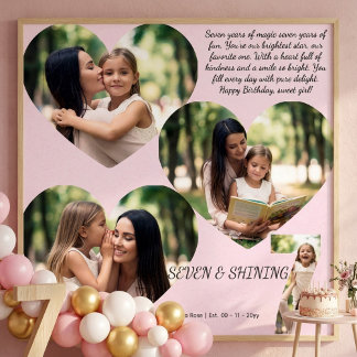 Poster Colagem de Fotos Personalizada de Aniversário de 7