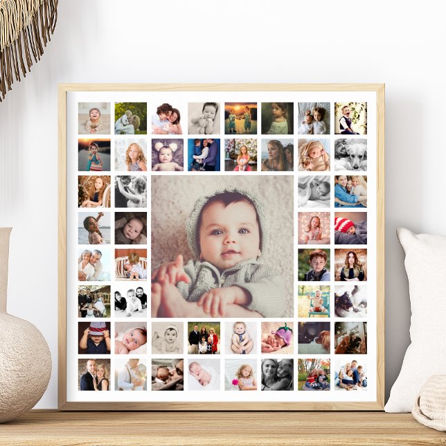 Poster Colagem de Fotos Personalizada de Memórias da Famí (Create a lovely collage of your memorable family photos with this poster that you can personalize.)