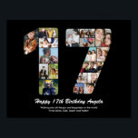 Poster Colagem de Fotos Personalizada do 17º Aniversário<br><div class="desc">Marcar anos de maravilhosas memórias e aventuras com esta cativante Colagem de Fotos do 17º Aniversário. Esta modelo personalizável é a combinação perfeita de criatividade e sentimento, permitindo que você crie um presente realmente memorável e personalizado para o dia especial de seu ente querido. Capture a essência de anos incríveis...</div>