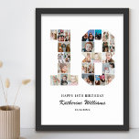 Poster Colagem de Fotos Personalizada do 18º Aniversário<br><div class="desc">Comemore o seu aniversário de 18 anos com este poster de colagem de fotos número 18 personalizado. Este presente personalizável é uma maneira perfeita de mostrar as memórias de precioso do primeiro ano do seu filho. O poster apresenta uma colagem de fotos capturando aqueles momentos especiais, e pode ser personalizado...</div>
