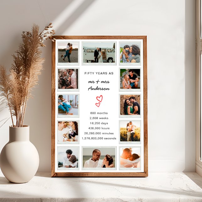 Poster Colagem de Fotos Personalizada do 50º Aniversário  (Criador carregado)