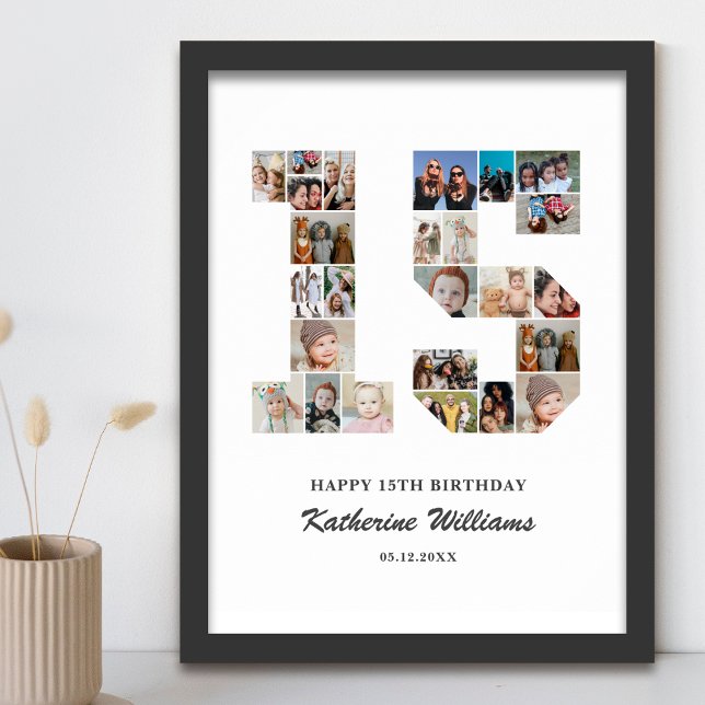 Poster Colagem de Fotos Personalizada do Número 15 de Ani (Criador carregado)