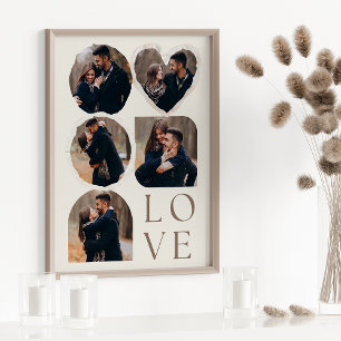Poster Colagem de Fotos Personalizada Elegante Bege
