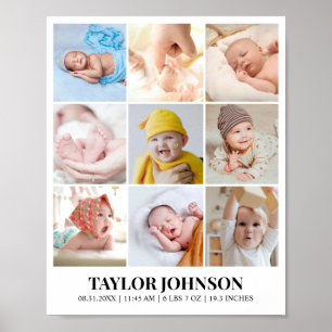 Poster Colagem de Fotos Personalizada Grade 9 Fotos 8x10