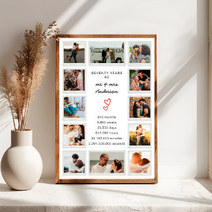Poster Colagem de Fotos Personalizada Moderna de 70º Aniv