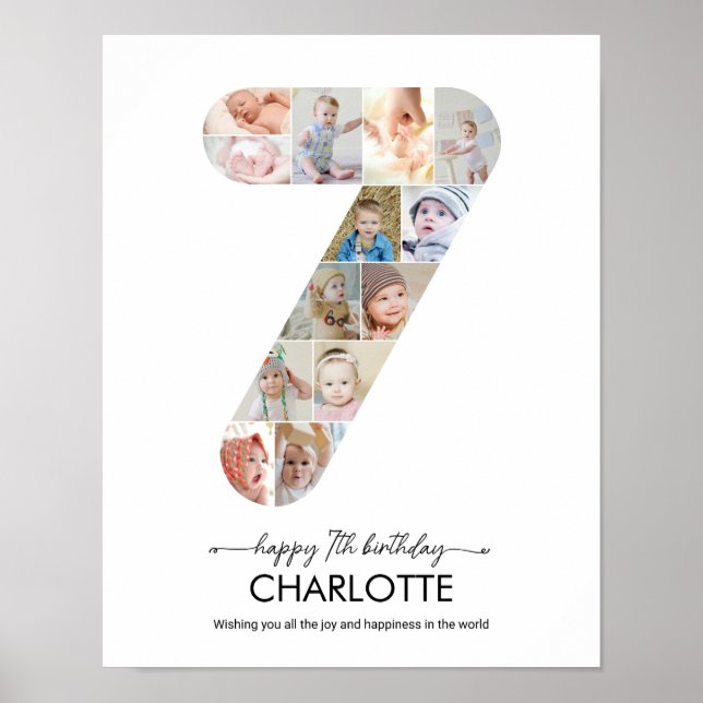 Poster Colagem de Fotos Personalizada Número 7 para Anive (Frente)