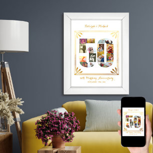 Poster Colagem de Fotos Personalizada para Bodas de Ouro