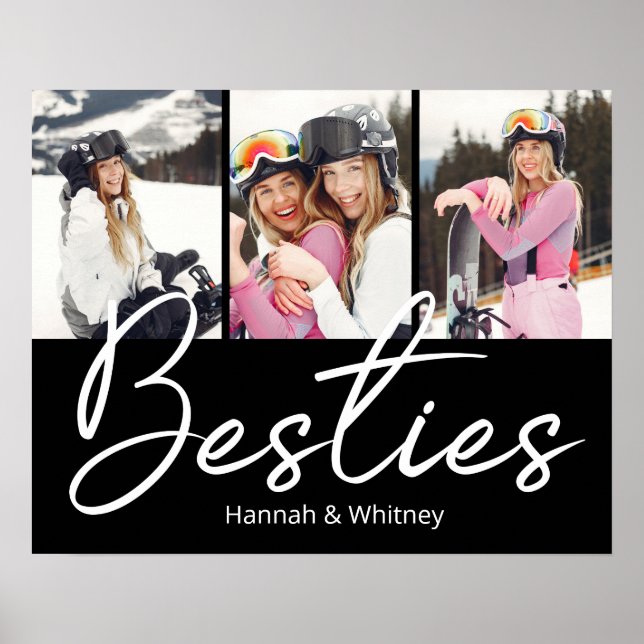 Poster Colagem de Fotos Personalizadas Besties Script  (Frente)