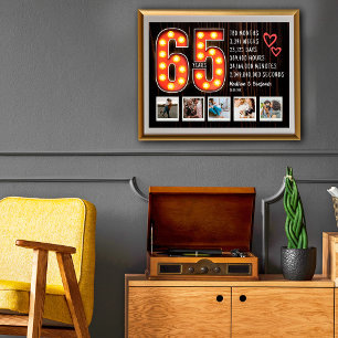 Poster Colagem de Fotos Personalizadas com Corações com T