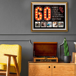 Poster Colagem de Fotos Personalizadas com Corações Retrô