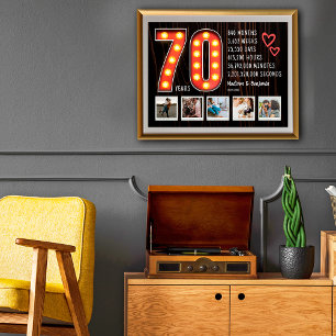 Poster Colagem de Fotos Personalizadas com Corações Retro