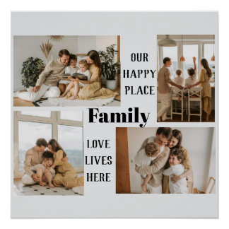 Pôster Colagem de Fotos Personalizadas da Família