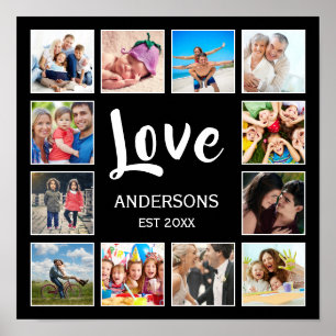 Poster Colagem de Fotos Personalizadas da Família Preto