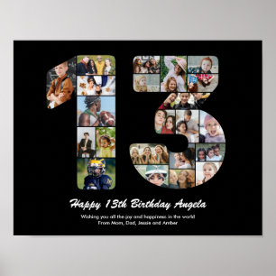Poster Colagem de Fotos Personalizadas de Aniversário de 