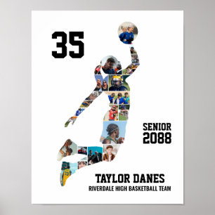 Poster Colagem de Fotos Personalizadas de Basquete Femini
