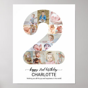 Poster Colagem de Fotos Personalizadas Número 2 de Aniver