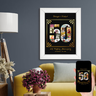 Poster Colagem de Fotos Personalizadas para Bodas de Ouro