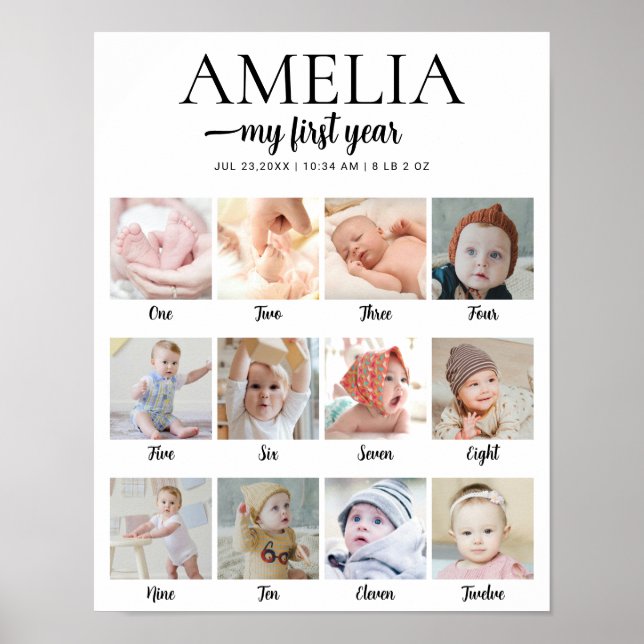Poster Colagem de Fotos Personalizadas para o 1º Aniversá (Frente)