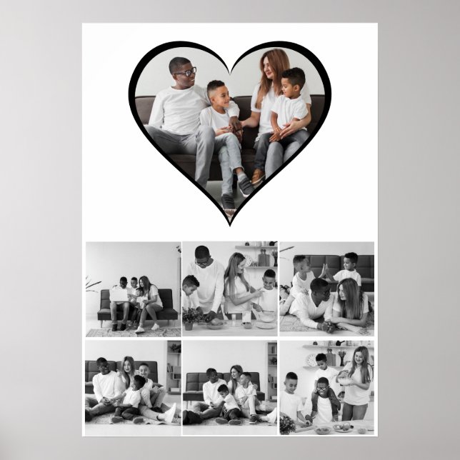 Poster Colagem de Fotos Preta e Branca 7 (Frente)