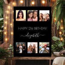 Colagem de fotos pretas festa de aniversário de am