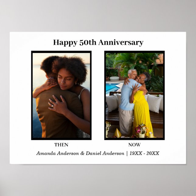 Poster Colagem de Fotos Preto e Branco 2 Aniversário (Frente)