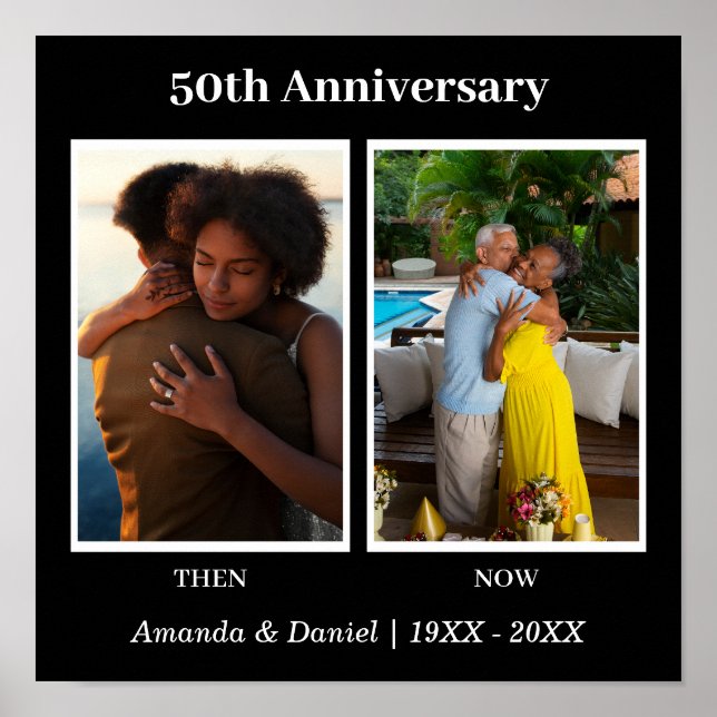 Poster Colagem de Fotos Preto e Branco 2 Aniversário (Frente)