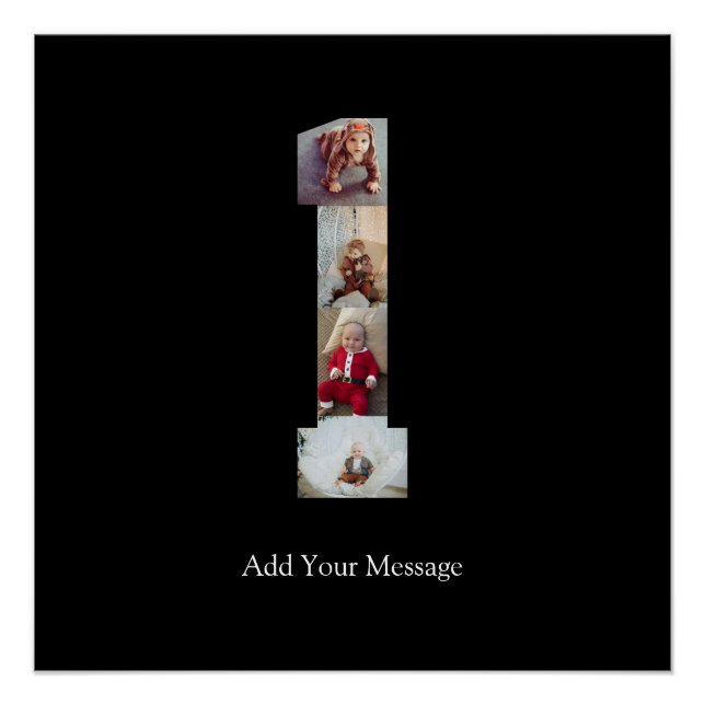 Pôster Colagem de Fotos Preto e Branco Número 1 (Frente)