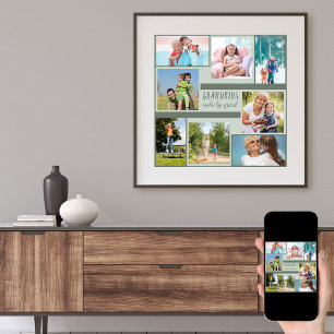 Poster Colagem de Fotos Quadradas Contemporâneas para Avó