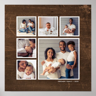 Poster Colagem de Fotos Quadradas de Madeira Faux Barn 6