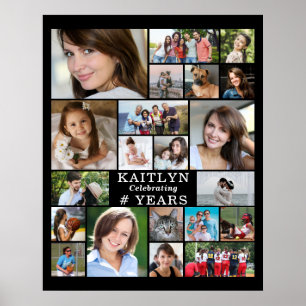 Poster Colagem de Fotos Simples de Aniversário 21 Persona