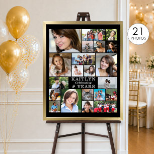 Poster Colagem de Fotos Simples de Aniversário 21 Persona
