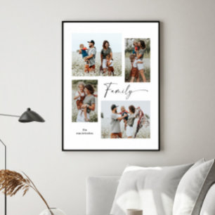 Poster Colagem de Fotos Simples Preto e Branco Família
