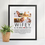 Poster Colagem de Fotos Wifey Coisas Que Amamos Sobre Voc<br><div class="desc">Compile uma lista de coisas que ama sobre sua esposa,  adicione algumas fotografias favoritas e você tem um presente que ela vai tesourar! Perfeito para aniversários e Natal,  aniversários e Dias de os namorados também:</div>