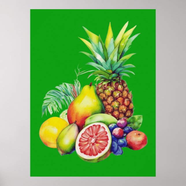 Poster Colagem de Frutas Tropicais (Frente)