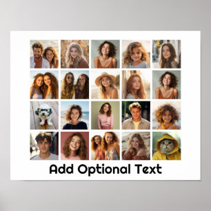 Poster Colagem de Grade de 20 Fotos - Branco - Tipo Mod P
