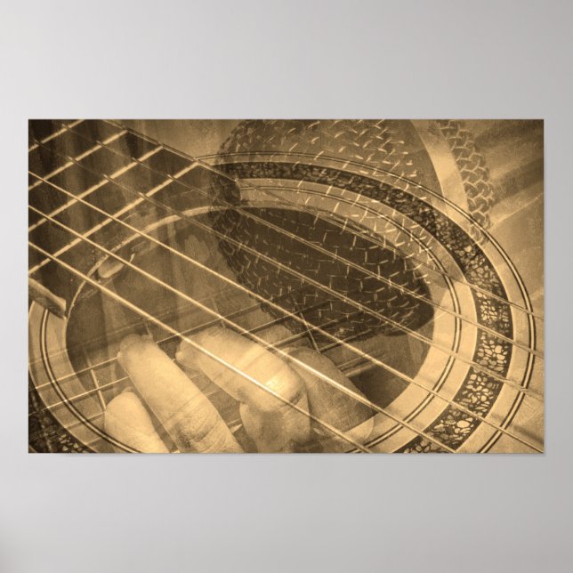Pôster Colagem de guitarrista cantor artista (Frente)