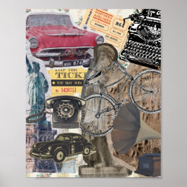 Poster Colagem de Itens de Vintagem Eclética