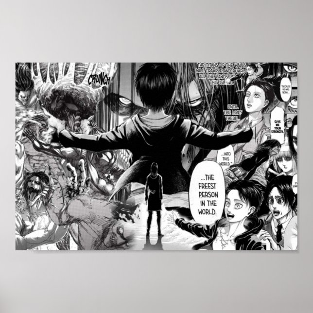Poster Colagem de manga Eren Jaeger (Frente)