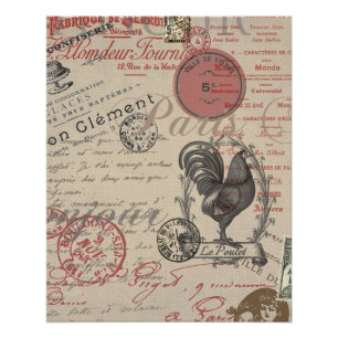 Pôster Colagem de Manuscrito Francês