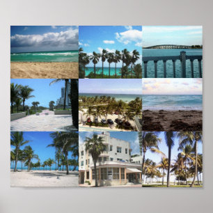 Poster Colagem de Miami - 50 Tons de Azul